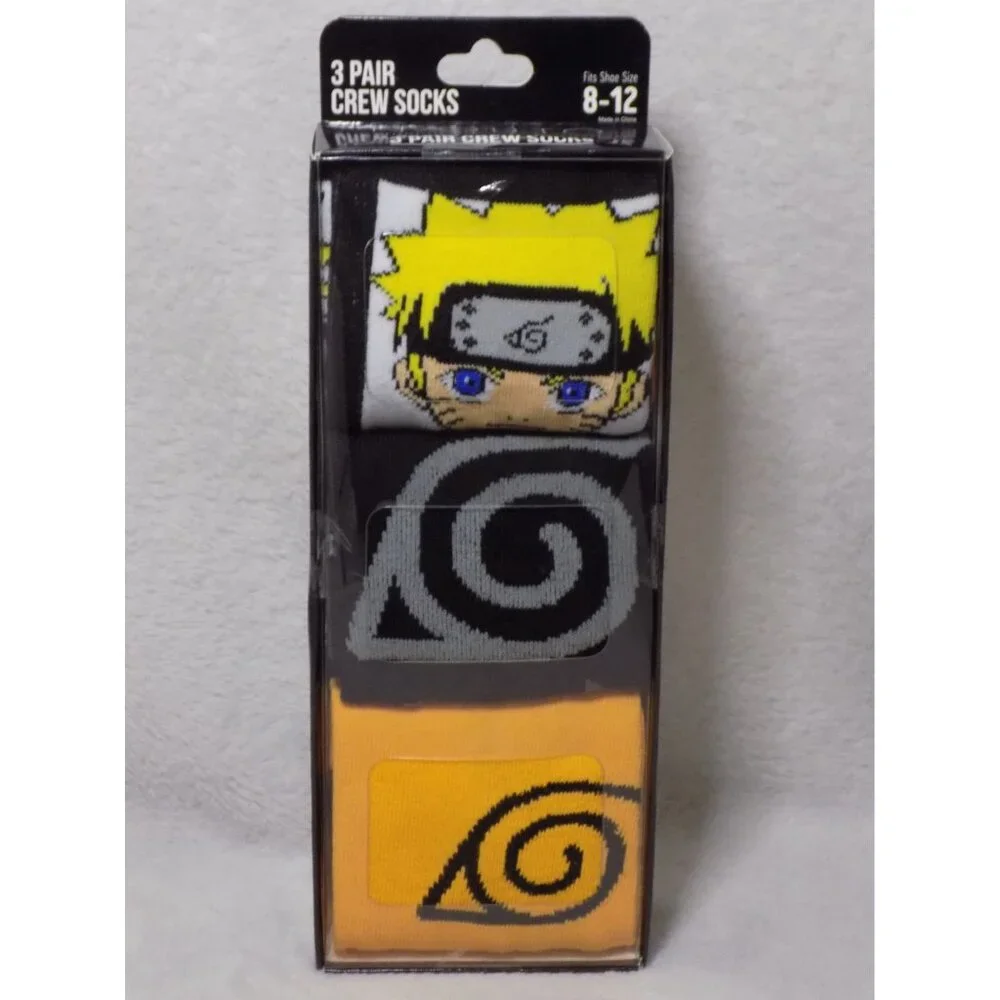 Naruto Crew Socks 3 Pair Pack Men's Shoe Size 8 to 12 (Style 2) - Picture 2 of 4